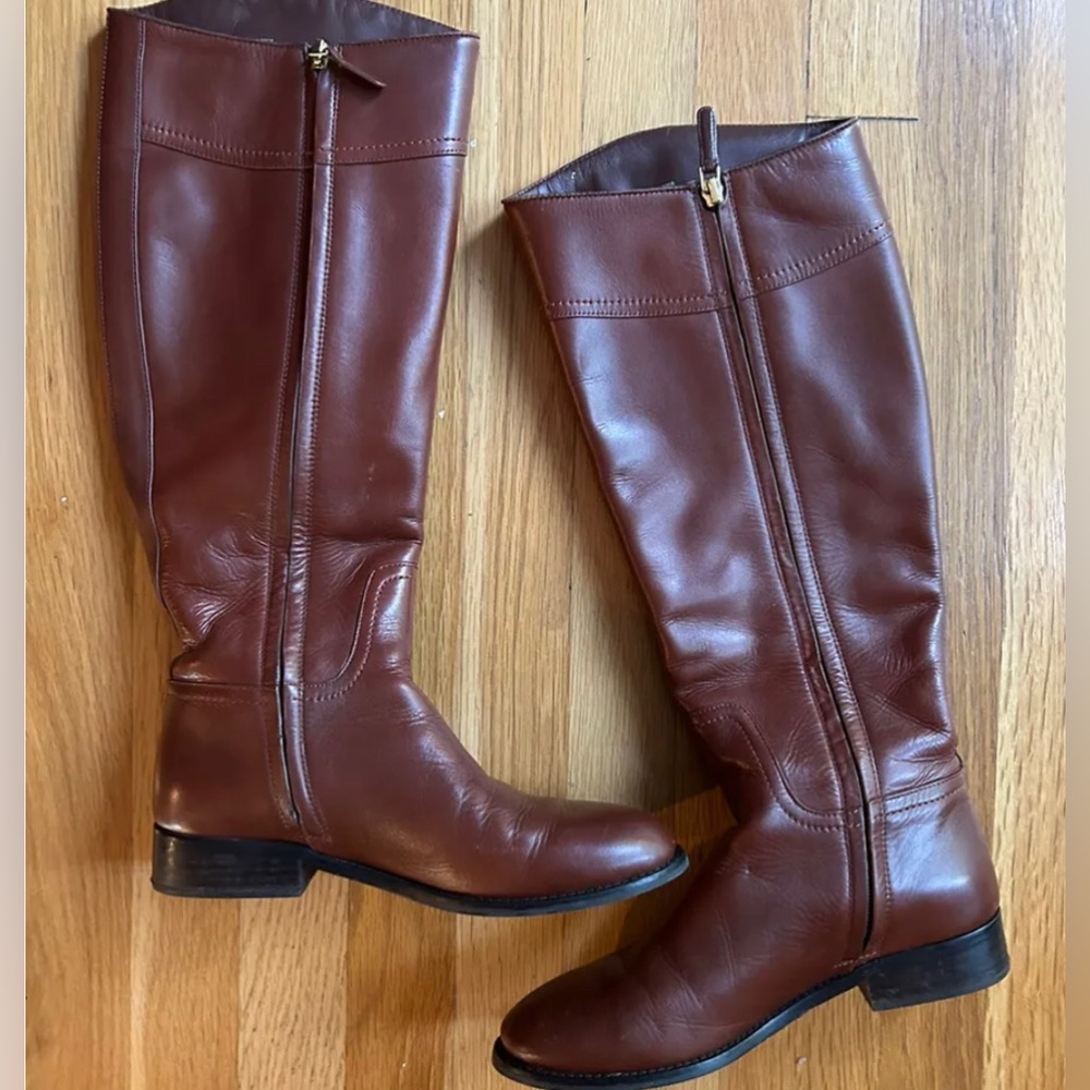 Tory Burch Brown Adeline Leather Riding Boots (Size 6.5) - Picture 2 of 7
